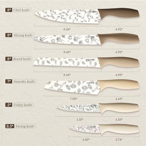 Kitchen Knife Set, 6 Floral Knives with 6 Blade Guards, 12-Piece - view 2