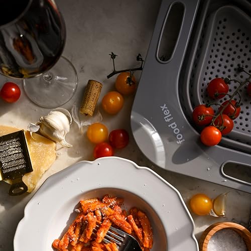 Collapsible Corner Colander – Space-Saving Over Sink Strainer, 3.5 Qt, Grey - view 5