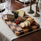 Checkered Cutting Board for Kitchen, 15"x10.4"x1.2" End Grain Cutting Board, Solid Ebony and Rubberwood Butcher Block Cutting Board with Juice Groove, Reversible Wooden Charcuterie Board - view 7