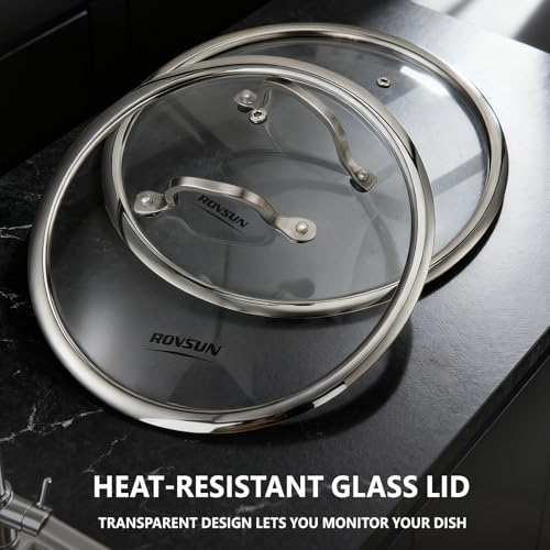10 Pcs Non-Stick Cookware Set, Stainless Steel Pots and Pans Set with Lids, Non-Toxic Kitchen Set Chef's Pan, PFOA & PTFE Free, Compatible for All Cooktops - view 6