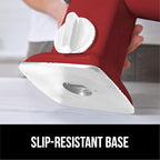 GORILLA GRIP BPA-Free Rotary Cheese Grater Hand Crank, Easy to Set Up, Strong Suction Base for Kitchen Countertop, Shred Potato, Vegetable, Nuts in Seconds, Round Mandoline Slicer, 3 Blades, Red