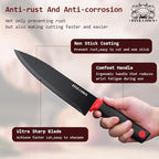 8-Piece Chef Knife Set - Ultra Sharp Premium German High Carbon Stainless Steel, Razor-Sharp & Durable, Lightweight Anti-Slip Handle, Professional Kitchen Knives with Gift Box (Red 8 Piece)