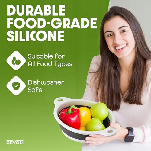 Collapsible Colanders (3 Pack Set) Food Strainers with Over-Sink Water Draining Base for Pasta Fruits and Vegetables (Patent Pending) White (3 Sizes, 3QT, 4QT and 5 Quart) - view 6