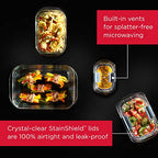 Brilliance Glass Storage Set of 4 Food Containers, Clear & Brilliance Glass Storage 3.2-Cup Food Containers with Lids, 4-Pack (8 Pieces Total), BPA Free and Leak Proof, Medium, Clear - view 3
