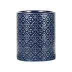 Kitchen Utensil Holder, 6x7 inch Large Ceramic Utensil Holder with Embossed Pattern, Cooking Utensil Crocks for Kitchen Countertop, Home Decor, Blue