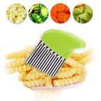 Crinkle Cut Knife set, 1 Fork Slicing Helper 3 Stainless Steel Crinkle Cutter, Fruit And Vegetable Wavy Chopper Knife, Potato Cutter Onion Cutter Fren - view 6