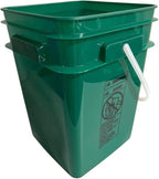 House Naturals 4 Gallon Square Food Grade Bucket Pail with Plastic Handles and Lid (Pack of 3) Made in USA containers (Yellow/Purple/Dark Green)