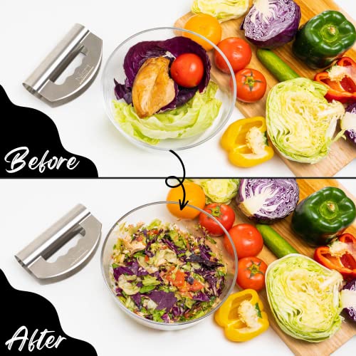 Nish Salad Choppers Mezzaluna Choppers with Protective Cover Mincing Knives Vegetable Knife Mezzaluna Mincer Double Blade Stainless Steel for Home Kitchen & Restaurant - view 4
