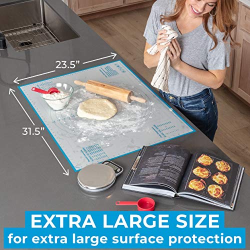 Silicone Pastry Mat XXL, Extra Large Dough Rolling Mat for Baking & Pizza - view 2