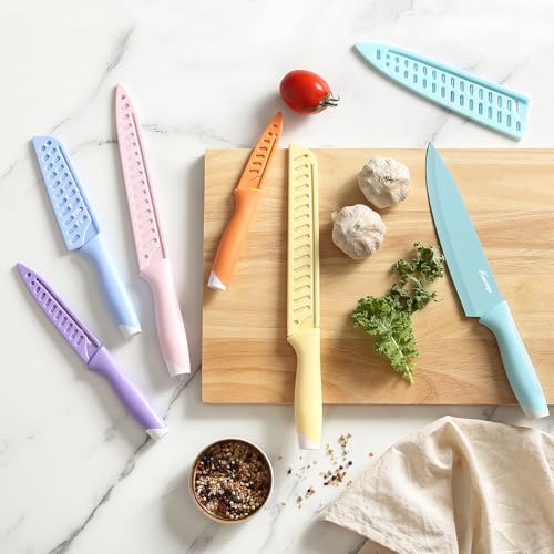 Knife Set, 13 PCS Colorful Kitchen Knives Set with 6 Blade Guards - view 5