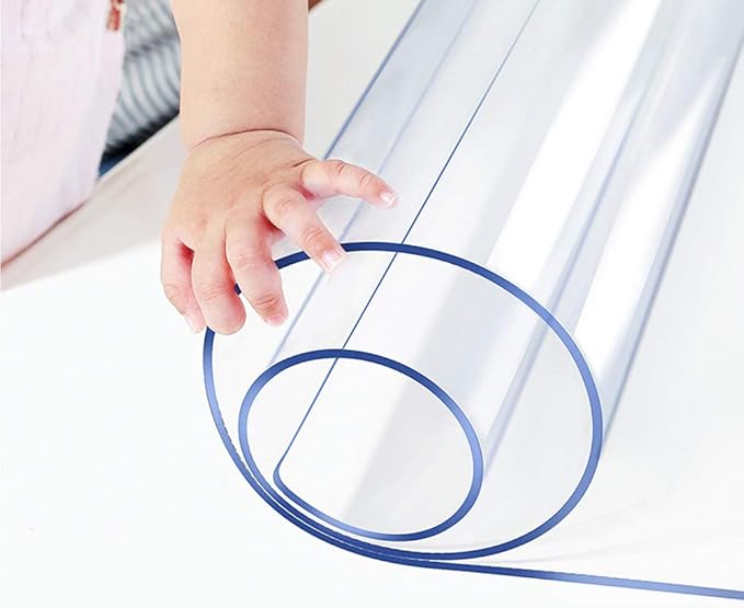 Wadrac Multisize Small PVC Clear Table Cover Top Protector-12x52 inch Heat Resistant Anti Scratch Plastic Cloths Rectangular Vinyl Non-Slip Desk Pad for Bedroom Painting Coffee Table/Writing Desk