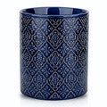 Kitchen Utensil Holder, Large Utensil Holders for Countertop, 6 x 7 Inches Ceramic Utensil Crock, Deep and Stable, Cooking Utensil Holder, Embossed Pattern (BLue)