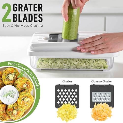 Vegetable Chopper Mandoline Slicer, Food, Cook's Tool, Veggie Chopper Onion Vegetable Cutter with Container, Dicer, Kitchen Gadgets & Essentials, White Sand/Grey - view 5