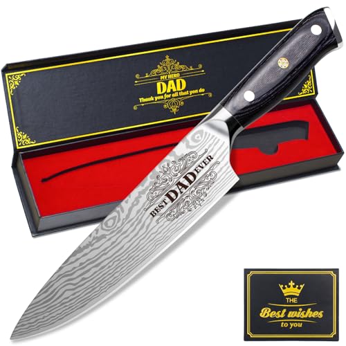 Fathers Day Dad Gift from Daughter Son Kids Dad Birthday Gift 8 inch Kitchen Knife Gift Set for Dad Professional Chef's Knife christmas presents for dad (Best Dad)