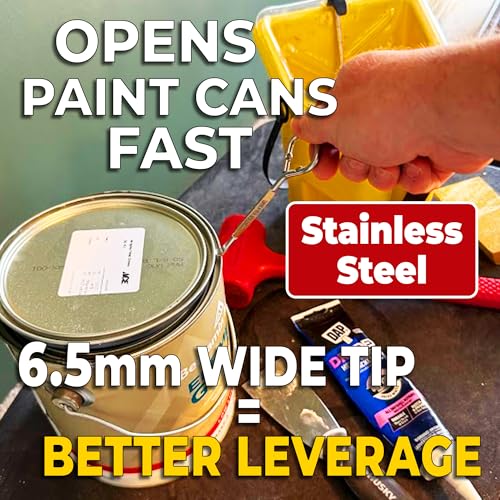 U.S. Speaker Stainless Steel Paint Can Opener – Wide Tip Paint Key with Bottle Opener – Heavy Duty Painter Tool for Opening Paint Lids (5) - view 2