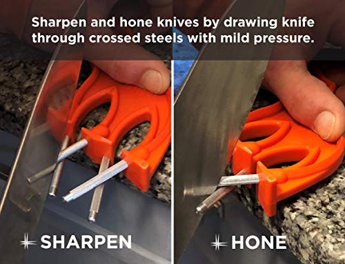The Edgemaker Knife Sharpener Pro 331- Perfect for Sharpening & Honing any Blade, Durable, Safe & Easy to Use- Orange - view 3