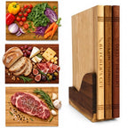Book Cutting Board Set of 3 with Stand, Decorative Wooden Cutting Boards