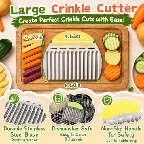 Large Crinkle Cutter, Stainless Steel Vegetable Wavy Chopper - view 6