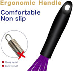 Dishwasher Safe Purple Silicone Whisk, Sealed Waterproof Design Set of 3, Professional Kitchen Whisks for Cooking Non-Scratch, Silicone & Stainless Steel Whisk, Heat Resistant Balloon Egg Beater
