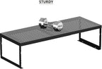 Stackable Expandable Metal Shelf Organizer - Adjustable Wire Storage Rack with Holes for Kitchen, Bathroom, Cabinet, Office - Space Saving, Durable & Sturdy Design（1PACK/Large/Black