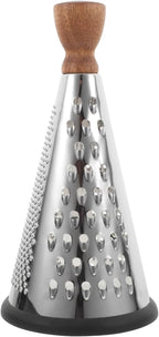 Cabilock 9 Inch Cone Cheese Grater with Wooden Handle Multi-Function Stainless Steel Vegetable Shredder for Kitchen Use Manual Cone Grater for Cheese and Chocolate