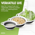 Collapsible Colanders (2 Pack Set) Food Strainers with Over-Sink Water Draining Base for Pasta Fruits and Vegetables (4 and 5 Quart) - White Gray - view 7
