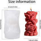 Floral Column Candle Mold with 50pcs Wax Core, Aroma Candle DIY Mold, Handmade Candle Making Supplies, Romantic Scented Candle Silicone Mold Valentine's Day, Personalized Romantic Crafts(A-Flower)