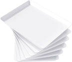 Lifewit Plastic Serving Tray for Party Supplies, 16" x 12" White Trays for Serving Food, Reusable Large Platter for Buffet, Fruit, Dessert, Snack, Veggie, Kitchen and Outdoor Use, Rectangle, 6 Pcs