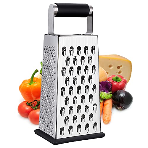 Cheese Grater, 4-Sided Box Grater for Cheese, Vegetable & Fruit