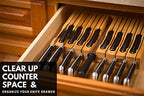 In-Drawer Bamboo Knife Block Holds 16 Knives (Not Included) Without Pointing Up PLUS a Slot for your Knife Sharpener! Knife Organizer Made from Quality Moso Bamboo - view 6