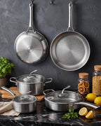 Titanium Cookware Set, 8-Piece Pots and Pans Set, Non-Stick Hammered Pro Titanium Pan with Lid, PFAS/PFOA/PTFE-Free, Dishwasher & Oven Safe, Compatible with Gas Stoves and Induction Cooktops - view 2