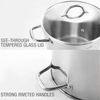 HOMICHEF Stock Pot 6 Quart Nickel Free Stainless Steel - 6 Qt Soup Pot With Lid and Handle - Small Cooking Pot 6 Quart - Ideal for Soup, Sauce, and Induction Cooking