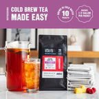 Tiesta Tea - Passion Berry Jolt Cold Brew, Loose Leaf, Raspberry Passion Fruit Black Tea, High Caffeinated, Cold Brew Packets, Makes 64 oz Pitcher Per Bag (Pack of 10)