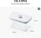 VAKUEN Premium Airtight Food Storage Containers, Rectangular 2PC(1.06qt), Smart One-Click Seal Lid, No Hinges, Patented Double Silicone Lining, 100% Leak Proof, BPA-FREE, Dishwasher, Microwave Safe