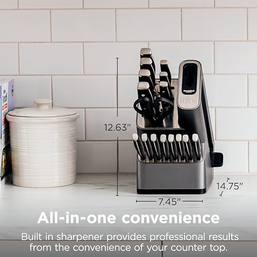 17Pc Knife Block Set, Built-in Sharpener, Black, K32017 - view 3