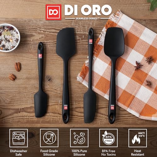 DI ORO Silicone Spatula Set - 600F Heat Resistant, 4-Pc Black - view 3