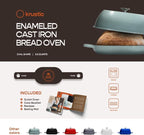 Enameled Cast Iron Dutch Oven for Professional Sourdough Bread Baking | 5.5 Quart Loaf Size Oval Cookware Pot with Lid | Triple-Layer Enamel Coating Pan with Non Stick Silicone Mat | Sea Salt