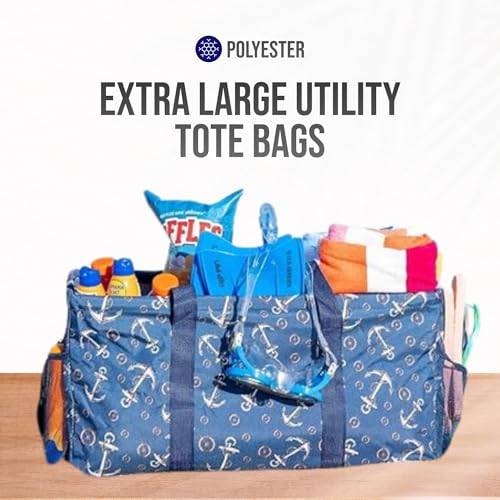 Extra Large Utility Tote Bag - Oversized Collapsible Beach Bag - Anchor - view 7