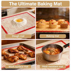 2 Pack Silicone Baking Mats, 11.6" x 16.5" Each, 0.7mm Thick, Food Grade Non-Stick Reusable Baking Mats & Baking Sheet Liners for Cookies, Macarons, Bread, Pizza & Pastry - view 6