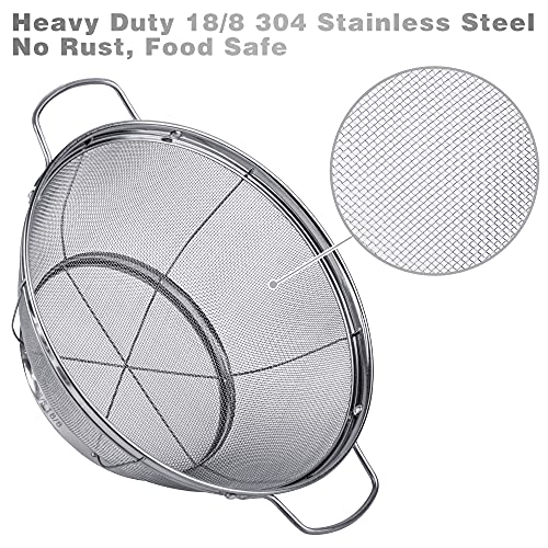 5 Pack 18/8 Stainless Steel Colander Sieves, Multi Size Mesh Strainer Net Baskets with Handles & Resting Base for Strain, Drain, Rinse or Steam - view 2