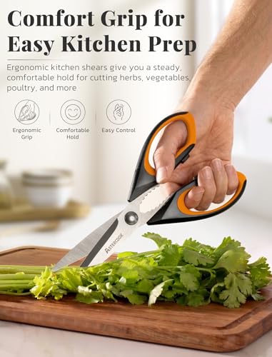 Kitchen Scissors, 3-Pack Heavy Duty Kitchen Shears with Stainless Steel Blades for Meat, Poultry, Herbs, Vegetables and Packaging, Dishwasher Safe Seafood Tools - view 5