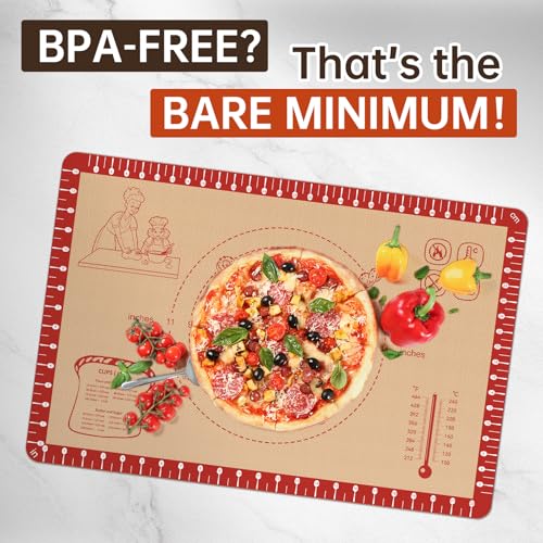 Silicone Baking Mat with 10 Recipes, Extra Thick Silicone Mats for Baking, Non Stick Pastry Mat for Rolling Dough, Silicone Macaron Baking Mat for Cookie,Bread,Pizza,Fondant Mat, Oven&Dishwasher Safe - view 5