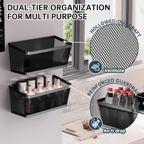 2Pcs Magnetic Spice Rack for Refrigerator, Black Magnetic Shelves - view 3