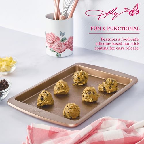 Butterfly Stamp Small Baking Sheet Carbon Steel Nonstick Bakeware with Textured Butterfly Design, Durable Rolled Rim, Oven Safe to 450F, Perfect for Cookies, Pastries and Pizza - view 5