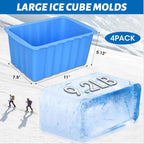 Large Ice Cube Molds, 4Pack 37LB Ice Block Molds Water Chiller for Cold Plunge, Ice Bath Chiller Silicone Ice Maker for Home, Reusable Ice Cube Trays for Cooler, Ice Bath Accessories