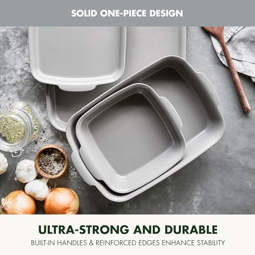Premiere Ovenware Healthy Ceramic Nonstick 4 Piece Bakeware Set, PFAS-Free, Rectangular, Square, Quarter, Half Sheet Baking Pans, Warp-Free, Oven Safe to 600F, Dishwasher Safe, Gray - view 5