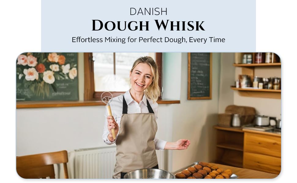 Versatile 13-Inch Danish Dough Whisk for Sourdough: Essential Sourdough Bread Baking Supplies, Bread Making Tools, and Baking Tools - Whisks for Cooking & Mixing Dough Effortlessly - view 3