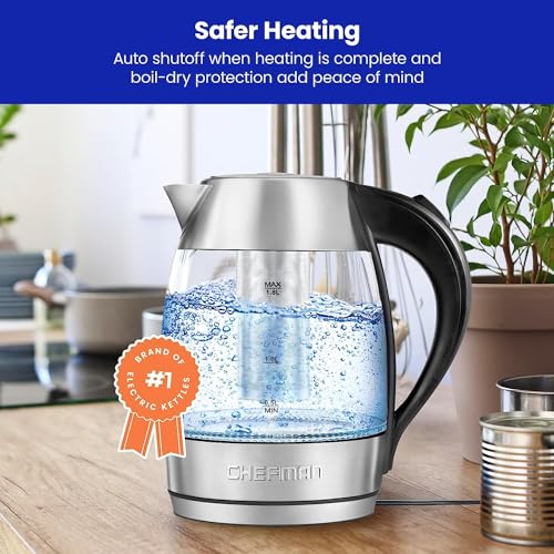 Teapot with Glass Carafe | 1.8 Liter Electric Kettle | 360 Degree Base | Stainless Steel - view 5