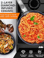 Pro Ceramic Pots and Pans Set & 2026 Upgraded Hybrid 3-Ply Stainless Steel Frypan, 2X Non Stick, High Heat Sear, PFAS PTFE PFOA Free Non Toxic Induction Cookware,Removable Handle,Oven Safe,12PC - view 4