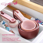 Measuring Cups and Spoons Set, Pink with Butterfly Accents, Easy-Read Markings, Nesting Design with Ring, 1/4 tsp to 1 Cup, Baking and Cooking Essential, 9 Piece - view 5